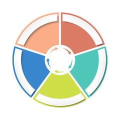 Basic circle infographic with 5 steps, process or options.