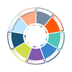 Fototapeta premium Basic circle infographic with 9 steps, process or options.