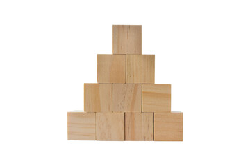 wooden geometric cube isolated on transparent background - PNG format.