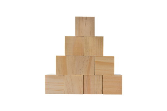 wooden geometric cube isolated on transparent background - PNG format. - Powered by Adobe