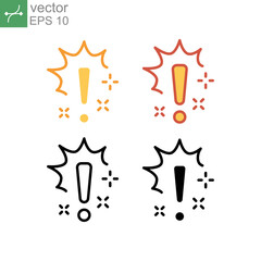 Exclamation mark signal for warning symbol. hazard cautions communication, error notification. icon, risk, alert, stop, stroke, attention, caution. Vector illustration Design on white background EPS10