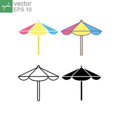 Summer Beach umbrella, Sun protective colorful umbrella symbol of a holiday in sea for infographic, website or app. parasol, relax, vacation, icon. Vector illustration Design on white background EPS10