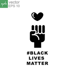Hand symbol for black lives matter protest in USA to stop violence to black people in U.S. America. Fight for human right Simple pictogram,stroke Vector illustration. Design on white background. EPS10