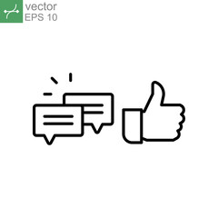 likes with comment icon solid symbol. Approve symbol in dialog forum community. social media equipment sign for give positive feedback and like. Vector illustration. Design on white background. EPS10