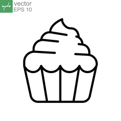 cupcake icon solid. Fresh Bakery cream cake silhouette can be use for restaurant, bread and pastry shop. Sweet Confectionery, Muffin snack. Vector illustration. Design on white background. EPS10