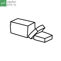 Creamy Butter icon line symbol. Margarine Pack Bar and slices element in trendy style. Yummy dairy milk fresh product. Vector Illustration. Design on white background. EPS10