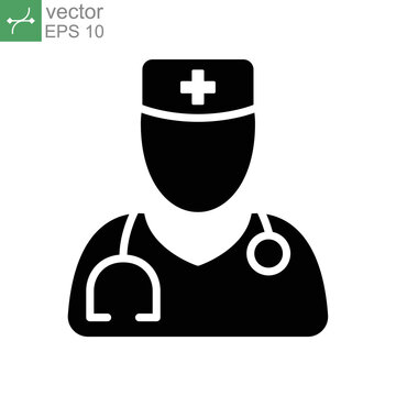 Doctor icon solid. Medical Doctor, Male Health Care Physician with Stethoscope on his neck Sign. Nurse, medic job specialist, pediatric. template Vector illustration Design on white background EPS10