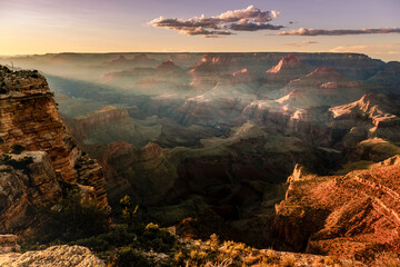 Grand Canyon south rim at dramatic sunset, Arizona, USA