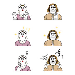 中世風平民の男女_表情セット
