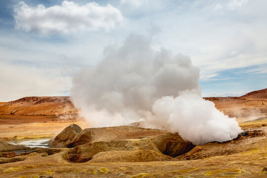 Sol De Manana Geyser In Bolivian Andes Altiplano Near Chile Border