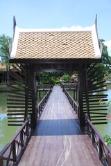 Thai gable door leading to the bridge