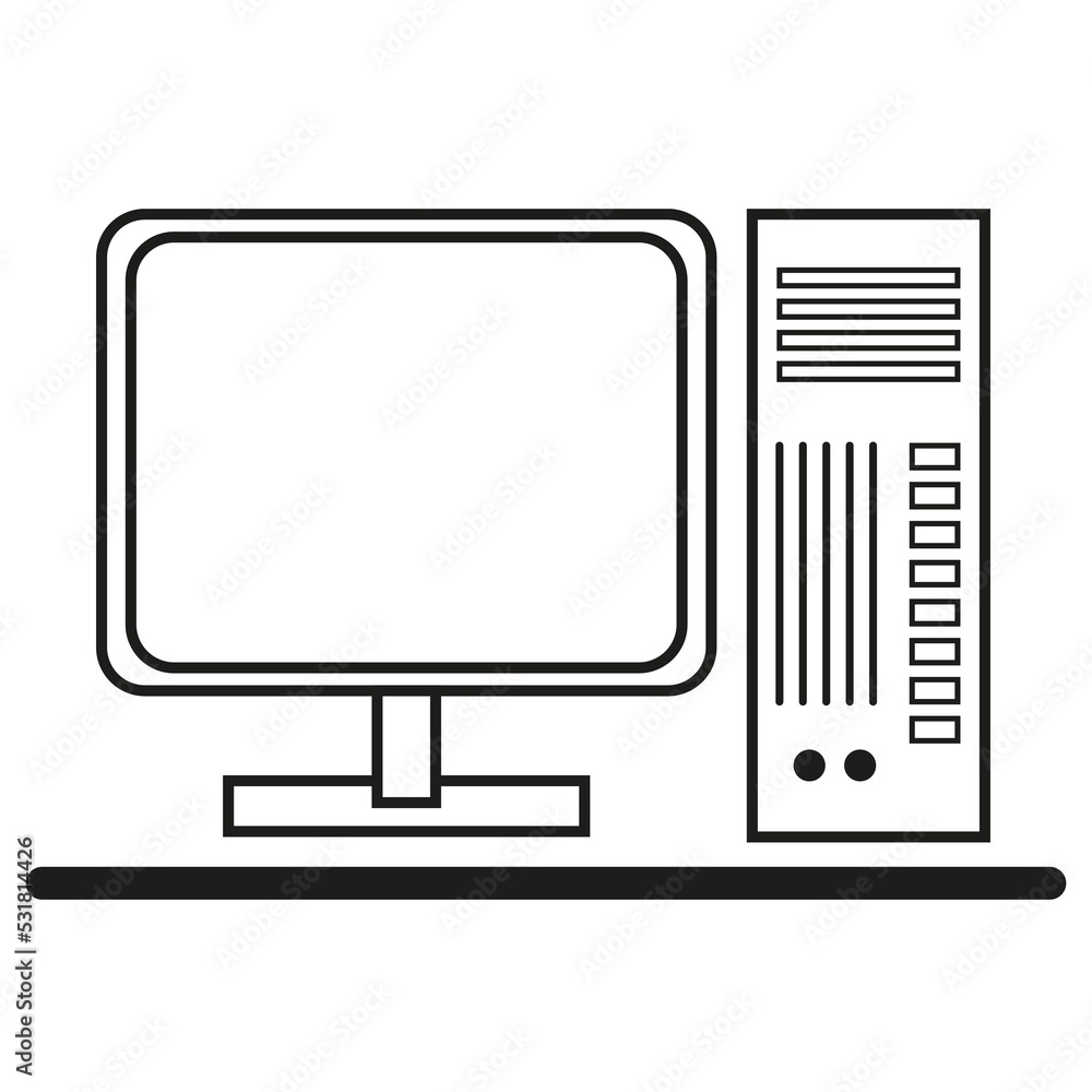 Poster computer icon. flat pc symbol. internet network concept. vector illustration. stock image.