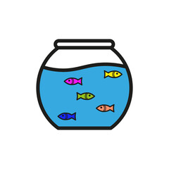 aquarium icon blue. Concept graphic design element. Vector illustration. Stock image.