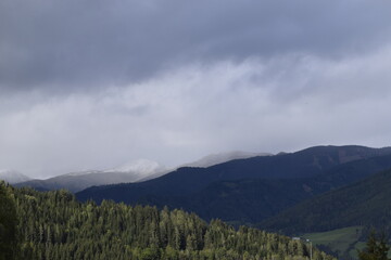 Clouds over mountain landscape