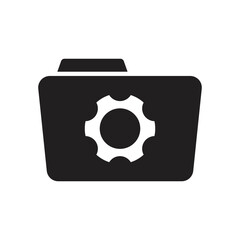 Folder with cogwheel icon. Project Management icon, data management, folder, project goals, task management icon with settings sign, isolated on white background