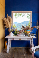 window to the field, old house, vintage, still life