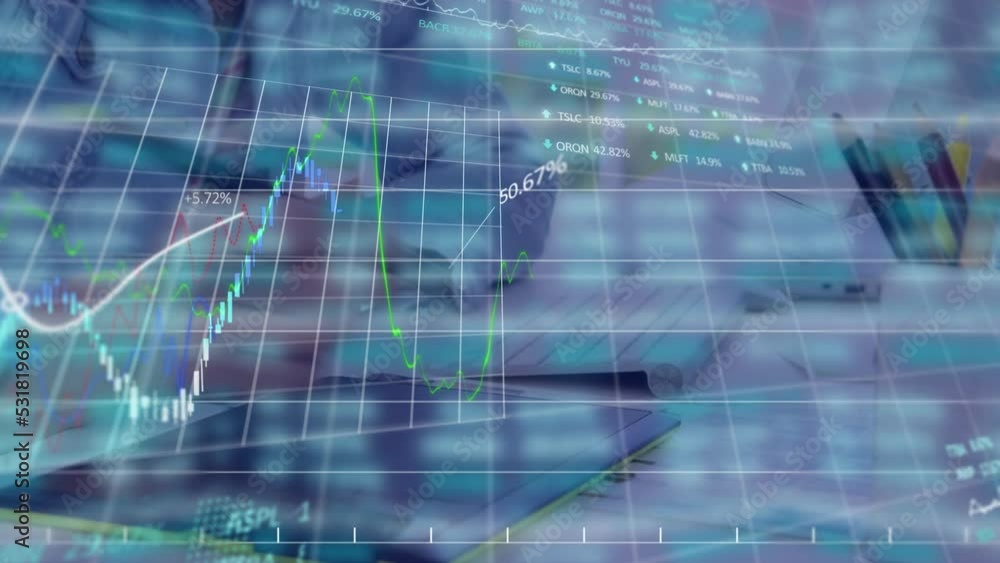 Poster animation of digital data processing over writing person