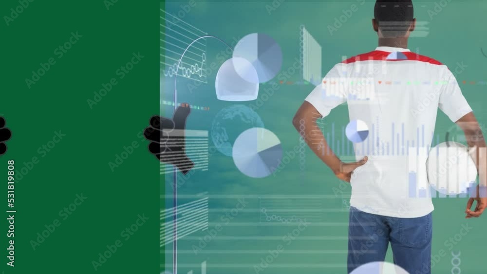 Poster animation of data processing over football player