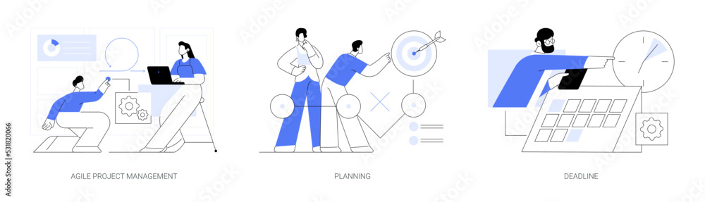 Poster it project delivery abstract concept vector illustrations.