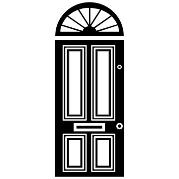 recommend clip art: Front door png illustration. Architectural facade icon, symbol, object, sign, sticker. Black silhouette. Simple pictogram, pictograph. New address card. Change of address.