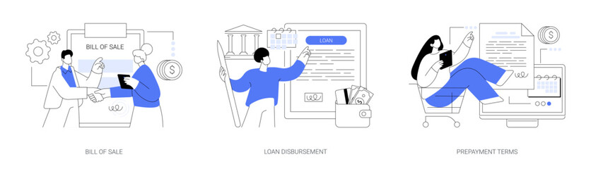 Obraz premium Banking documents abstract concept vector illustrations.