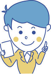 ポップでかわいいサラリーマン 　笑顔で提案　