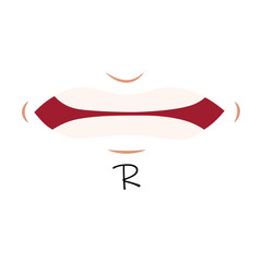 Mouth sync flat for web design. Cartoon talking mouths lips for character animation isolated vector illustration. English pronunciation and speaking articulation concept