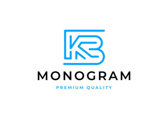 Modern Initial Letter Monogram Initial KB Logo Design