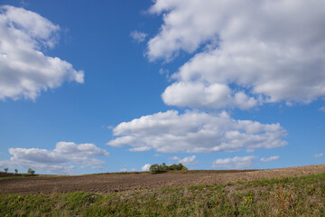 秋の丘陵と青空
