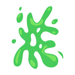 Toxic green slime flat for web design. Cartoon slimy goo splashes isolated vector illustration. Decorative shapes and liquid borders for design