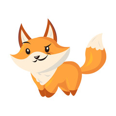 Cute baby animal smiling, crying, laughing, sleeping, feeling happy, angry, sad. Vector illustration. Funny cartoon red fox with emotion