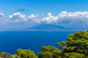 Mount Vesuvius view from Capri island Monte Solaro