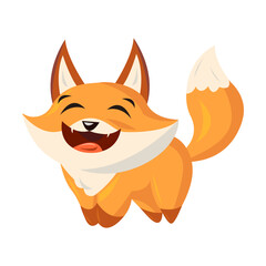 Funny cartoon red fox with emotion. Baby animal smiling, crying, laughing, sleeping, feeling happy, angry, sad. Vector illustration