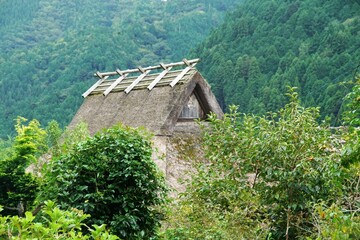 Fototapeta na wymiar 美山かやぶきの里の茅葺屋根