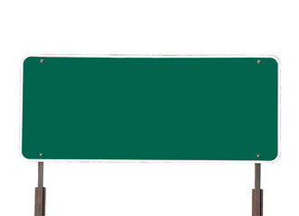 Big blank green highway road sign isolated.