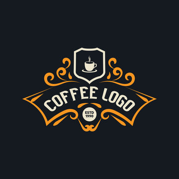 Vintage logo for coffee shop, restaurant food and drink