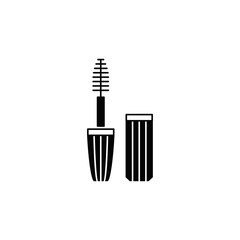 Mascara icon in black flat glyph, filled style isolated on white background