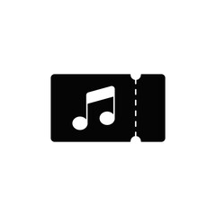 Music concert tickets icon in black flat glyph, filled style isolated on white background