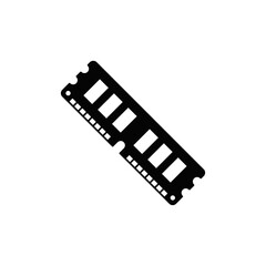 Fototapeta premium Ram, Memory icon in black flat glyph, filled style isolated on white background