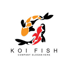 Koi Fish Logo Design, Ornamental Fish Vector, Aquarium Ornament Illustration Brand product