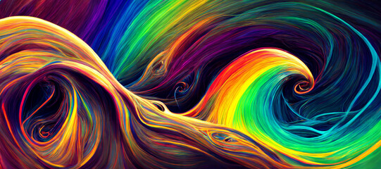 3D rendering. Abstract and colorful background flowing lines design background