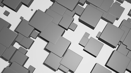 3D illustration abstract art of black box pattern with white background