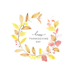 Thanks giving day decorated with flower with leaf water color decoration in flame ,wallpaper ,banner