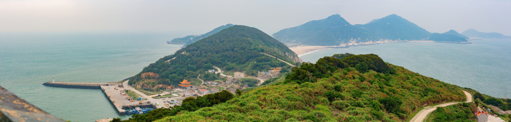 Fototapeta na wymiar Cloudy high angle view of the Beigan Township