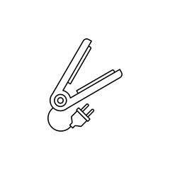 Hair straightener icon in line style icon, isolated on white background
