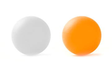 White and orange ping pong ball isolated on white background.
