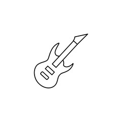 Electric guitar icon in line style icon, isolated on white background