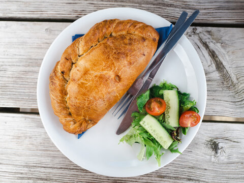 A Cornish Pasty In Cornwall, England. 