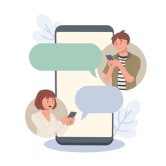 Chat messages concept. people messaging on internet ,app in smarthphone. vector illustrations.