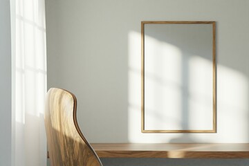 Vertical frame mockup in living room interior. 3d rendering, 3d illustration